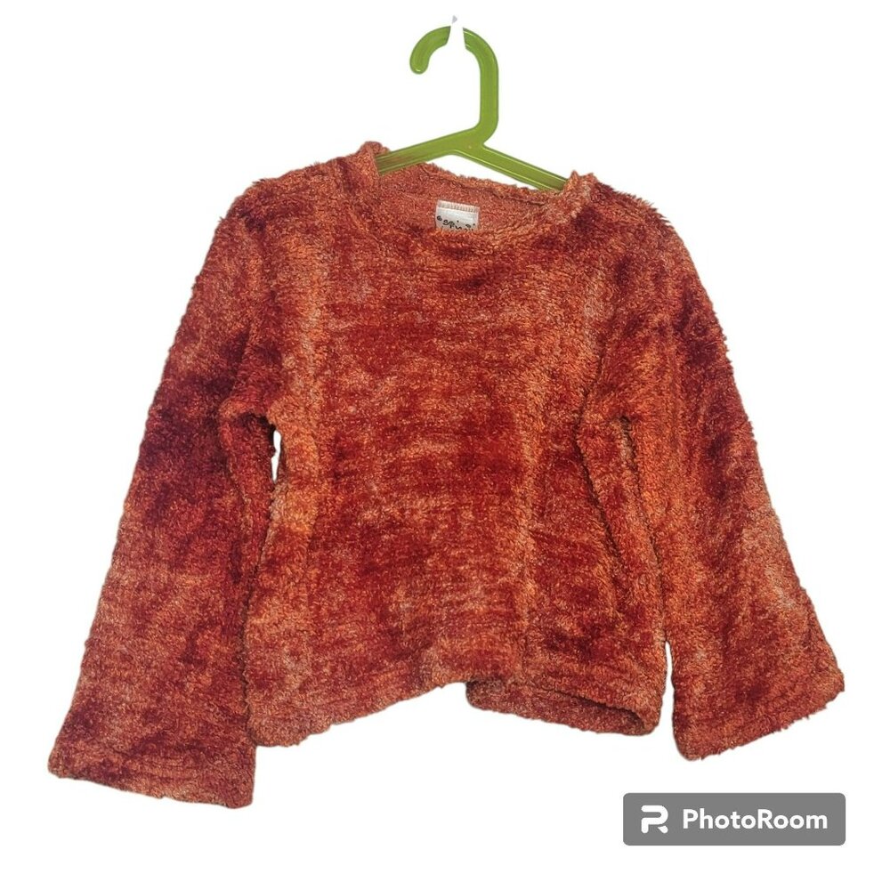 So Fun Sweater, Girl's 6, Orange/Red Fall Color, Fuzzy, Long Sleeves, EUC